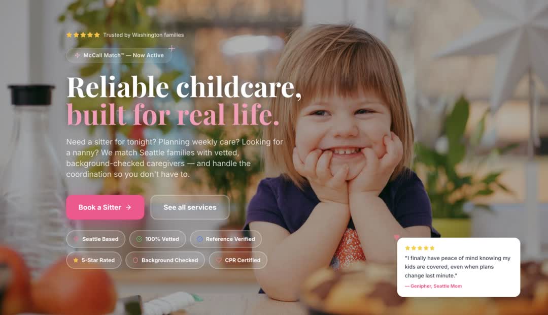 McCall Family Sitters – Website für persönliche Kinderbetreuung